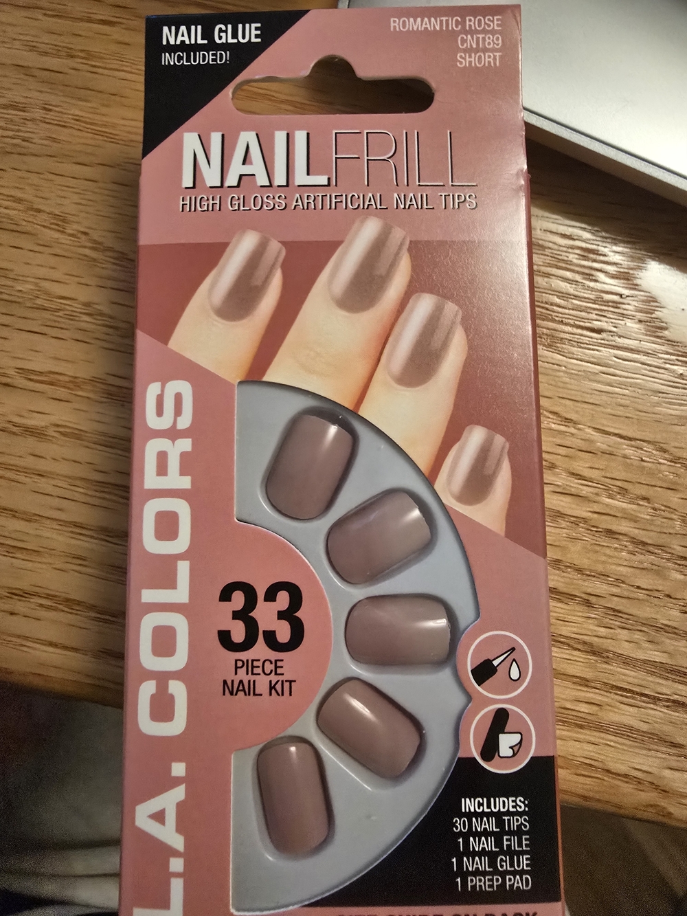 L.A. Colors Nail Frill Press-On Nails in Romantic Rose Taupe